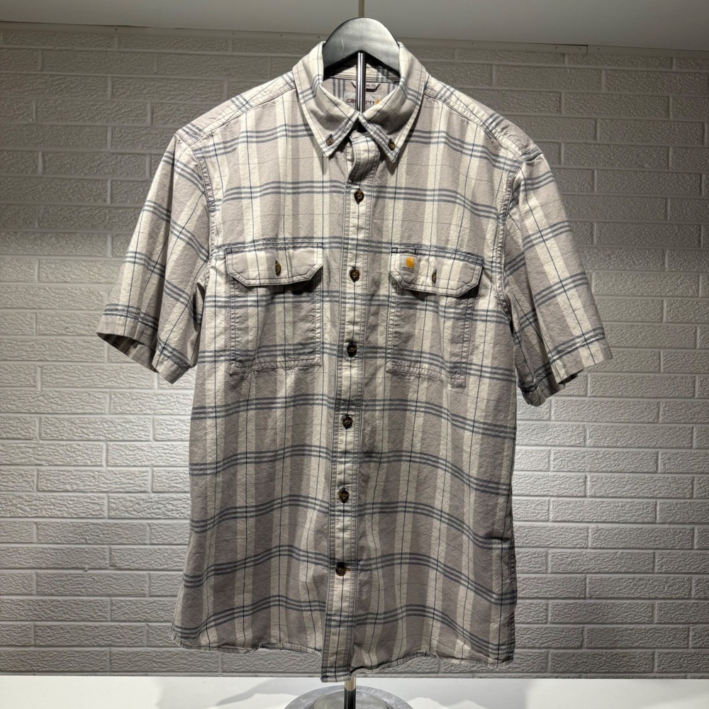 Carhartt Mens Original Fit Plaid Short Sleeve Button Up Work Shirt Size M